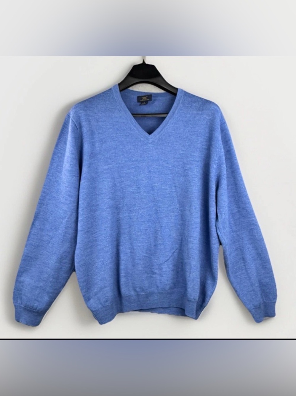 Brooks Brothers 346 Men's Sweater Size Large Merino Wool Blue V-Neck Vintage